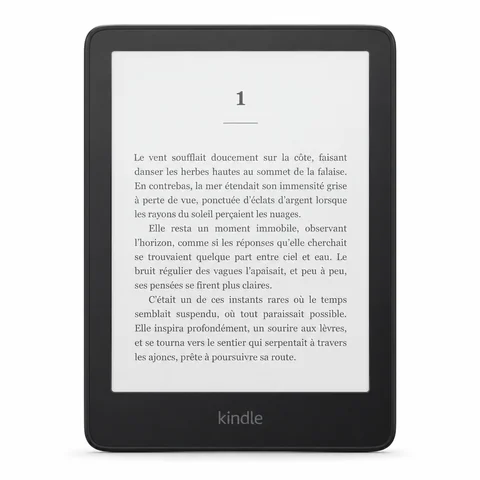 Liseuse Kindle Paperwhite 2024 affichant une page de texte