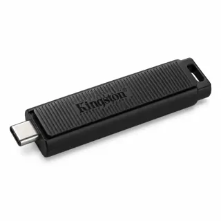 Illustration générée par IA de la clé Kingston DataTraveler Max noire à connecteur USB-C sur fond blanc