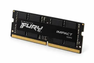 Illustration générée par IA : une barrette Kingston FURY Impact DDR4, format court noir et contacts dorés