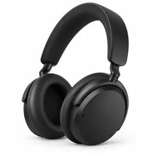 Illustration générée par IA du casque Sennheiser ACCENTUM Plus Wireless, arceau noir rembourré et deux oreillettes noires, sur fond blanc