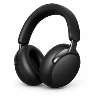 Illustration générée par IA du casque Bose QuietComfort Ultra Headphones (2e génération), arceau noir rembourré et deux oreillettes noires, sur fond blanc