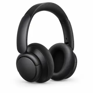 Illustration générée par IA du casque soundcore Life Q30 A3028, arceau noir rembourré et deux oreillettes noires, sur fond blanc
