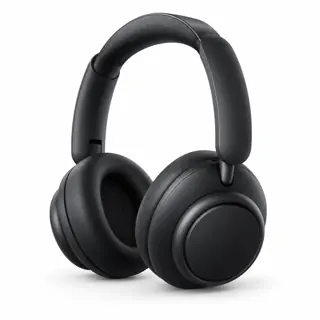 Illustration générée par IA du casque soundcore Space Q45 A3040, arceau noir rembourré et deux oreillettes noires, sur fond blanc