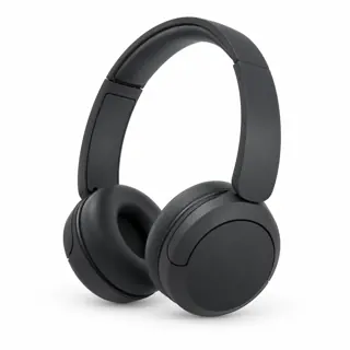 Illustration générée par IA du casque Sony WH-CH520, arceau noir rembourré et deux oreillettes noires, sur fond blanc