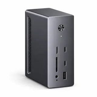Illustration générée du hub UGREEN 85489 : boîtier gris sur fond blanc ; rendu indicatif des connecteurs