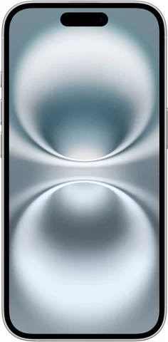 Smartphone Apple iPhone 16 blanc, vues avant et arrière