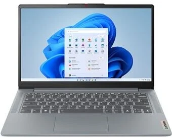 Ordinateur portable Lenovo IdeaPad Slim 3 14AMN8 ouvert, écran et clavier visibles