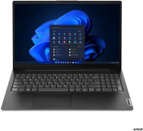 Ordinateur portable Lenovo V15 G4 AMN ouvert, écran et clavier visibles