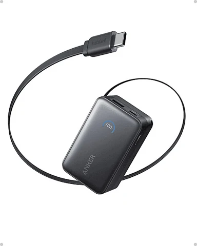Batterie externe Anker Nano A1638 avec écran et câble déployé