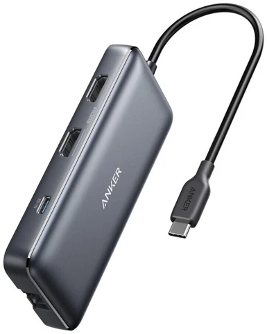 Hub Anker 553 gris foncé avec câble USB-C intégré