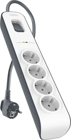 Multiprise Belkin BSV400 blanche et grise à quatre prises avec son cordon