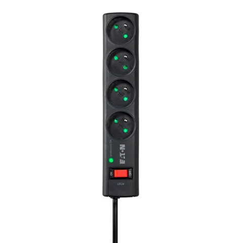 Multiprise Eaton PS4F noire à quatre prises, vue de dessus