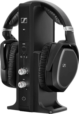 Sennheiser RS 195 noir, casque à arceau posé sur sa station verticale
