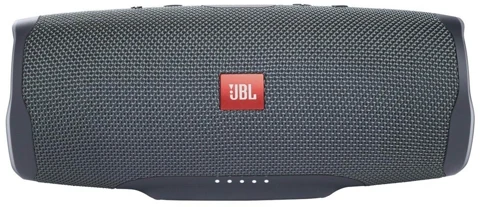 JBL Charge Essential 2 gris Gun Metal, grille et logo rouge vus de face