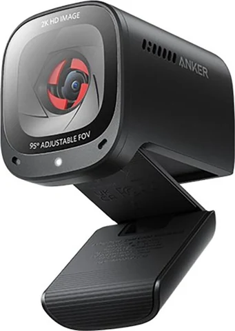 AnkerWork PowerConf C200 noire, boîtier compact sur sa fixation articulée