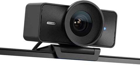 Elgato Facecam 4K noire, objectif circulaire et fixation vus de face