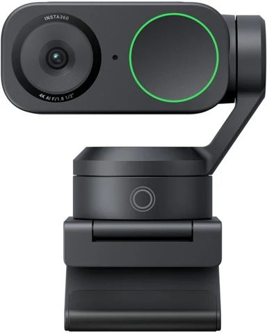 Insta360 Link 2 noire, caméra sur sa nacelle motorisée et son support
