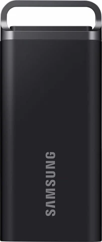 SSD Samsung T5 EVO noir, vu de face avec son anneau supérieur