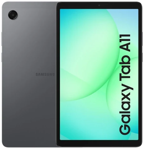 Tablette Samsung Galaxy Tab A11 grise, vues de face et de dos