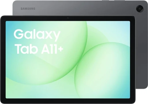 Tablette Samsung Galaxy Tab A11+ grise, vues de face et de dos