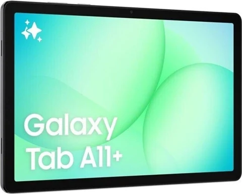 Tablette Samsung Galaxy Tab A11+ grise, vue de face avec son cadre noir