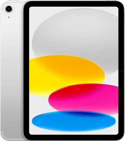 Tablette Apple iPad A16 argent, vues de face et de dos