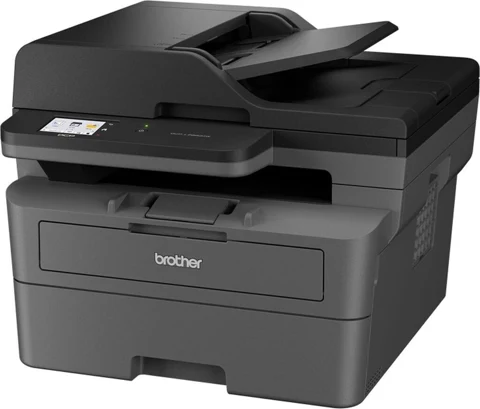Multifonction Brother DCP-L2660DW noir, vue de trois quarts avec son chargeur de documents