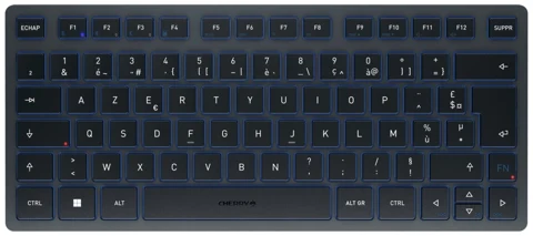 Clavier compact CHERRY KW 7100 MINI BT bleu ardoise vu de dessus